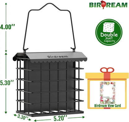 Birdream Double Suet Bird Feeder for Outdoors, All-Metal, Holds 2 Standard Suet Cakes, Easy to Refill, for Woodpeckers, Chickadees and Nuthatches