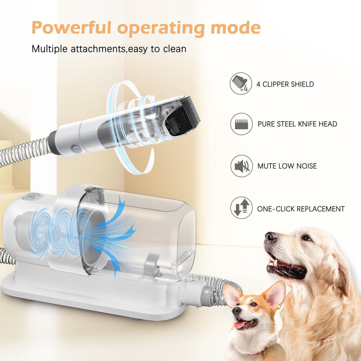 Dog & Cat Grooming Clippers Kit, Adjustable Corded Electric with Accessories (9 Pack)