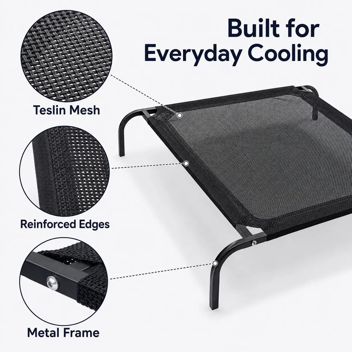 Elevated Cooling Dog Bed for Small/Medium Dogs - 36.2" L X 23.6" W X 5.9" H Breathable Mesh Raised Cot, Metal Frame, Indoor/Outdoor Patio Balcony Camping Use