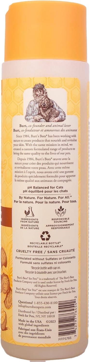 Burts Bees for Pets Hypoallergenic Cat Shampoo, Unscented, 10 Fl Oz, 2-Pk | Gentle Shea Butter and Honey Formula for Indoor Cats with Dry or Sensitive Skin, Ph Balanced