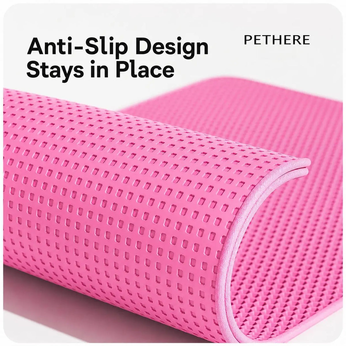 Cat Litter Mat, 47X27Inches Large Double Layer Honeycomb Cat Litter Trapping Mat, Non Slip Waterproof Urine Proof Cat Litter Box Mat for Floor, Kitty Litter Rug, Cat Supplies, Pink