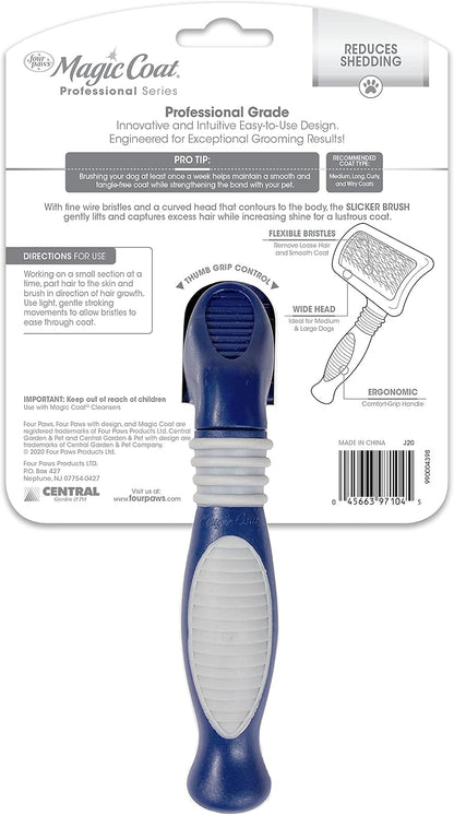 Magic Coat Professional Series Grooming Brush for Dogs & Cats, Reduces Shedding, Stimulates Coat'S Natural Oils, Ergonomic Design, Ideal for Medium, Long, Curly, and Wiry Coats | Reduces Shedding, Fine Wire Bristle Dog Brush, Captures Loose Hair & Increases Shine, Medium, Long, Curly, and Wiry Coats