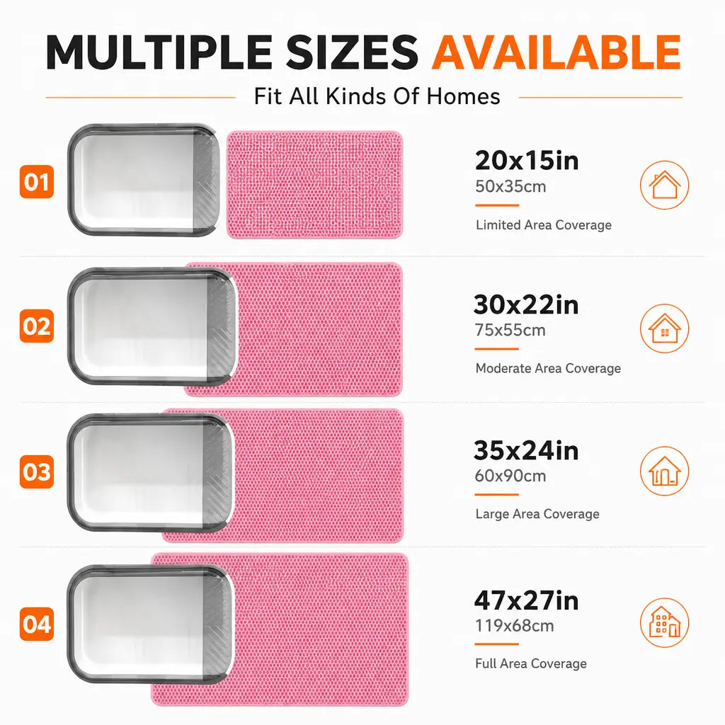 Cat Litter Mat, 47X27Inches Large Double Layer Honeycomb Cat Litter Trapping Mat, Non Slip Waterproof Urine Proof Cat Litter Box Mat for Floor, Kitty Litter Rug, Cat Supplies, Pink