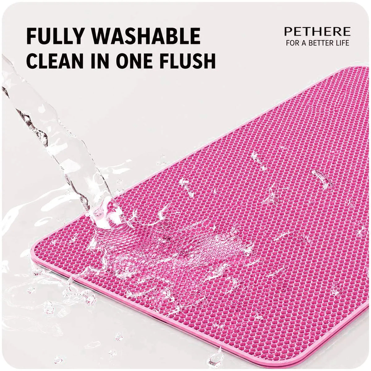 Cat Litter Mat, 47X27Inches Large Double Layer Honeycomb Cat Litter Trapping Mat, Non Slip Waterproof Urine Proof Cat Litter Box Mat for Floor, Kitty Litter Rug, Cat Supplies, Pink